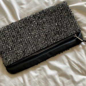 NWOT FAUX LEATHER AND WOOL KNIT CLUTCH / FOLDING CLUTCH